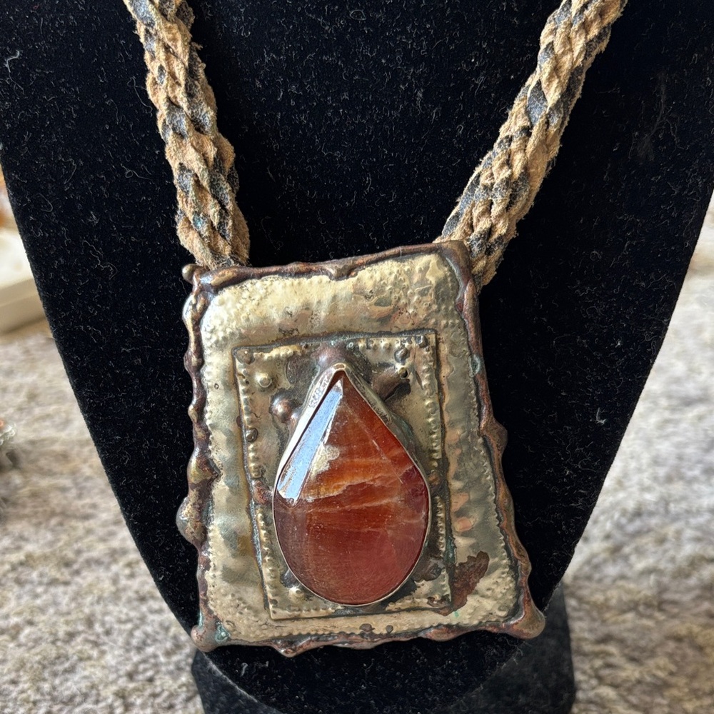 Handcrafted Pendant Necklace with Carnelian Stone